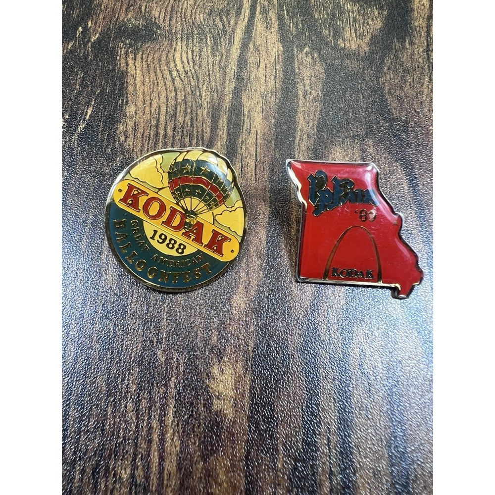 Lot Of 2 Kodak Great American Balloonfest 1988 Hot Air Balloons Lapel Hat Pin